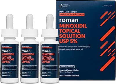 Roman Men's 5% Minoxidil Hair Regrowth Solution, Unscented, 3-Month Supply