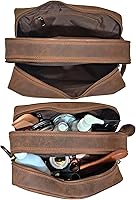Rustic Town Full Grain Leather Travel Toiletry Bag - Brown — image 5