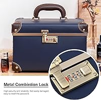urecity Vintage Makeup Train Case, Navy Blue — image 4