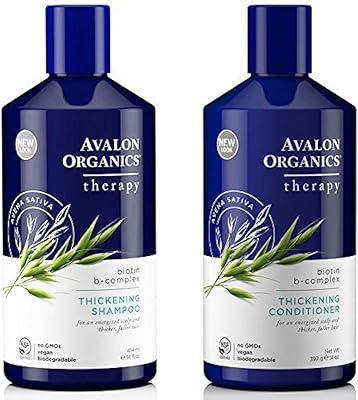 Avalon Organics Biotin B-Complex Shampoo and Conditioner, 14 Fl Oz (Pack of 2)