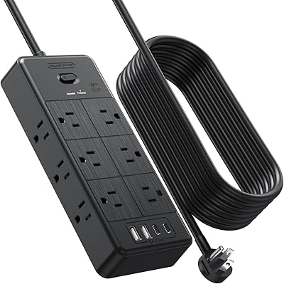 NTONPOWER Surge Protector Power Strip 15FT with 12 Outlets & 4 USB Ports