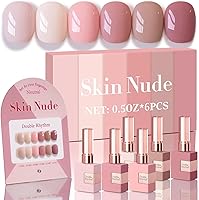 Double Rhythm 6 Pcs 15 ML Gel Polish Set - Light Dark Nude Pink Beige-T6-17 — image 1