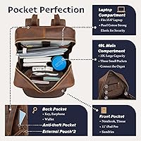 Miracttld Leather Backpack for Men 15.6″ Laptop Backpack — image 3