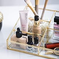 Levilan Glass Makeup Organizer - Gold, Large Capacity — image 4