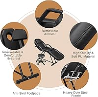 OmySalon Massage Salon Tattoo Chair with Hydraulic Stool, Black — image 3