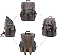 Kattee Men’s Leather Canvas Backpack — image 7