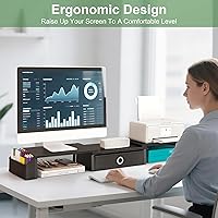 RUILALIFE Dual Monitor Stand Riser with Drawer — image 5