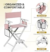 OmySalon 26″ H Tall Directors Chair - Striped Pink Canvas — image 5