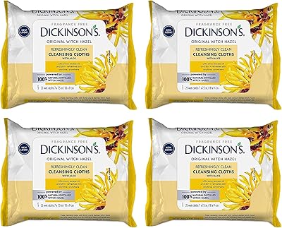 Dickinson's Original Witch Hazel Cleansing Cloths with Aloe, 4 Pack