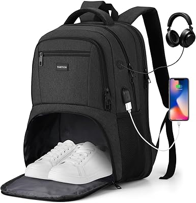 YAMTION Gym Backpack with Shoe Compartment, 17.3-inch Laptop Backpack