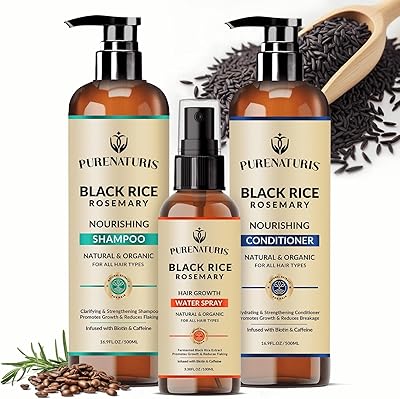 PureNaturis Organic Rosemary Black Rice Water Shampoo & Conditioner Set