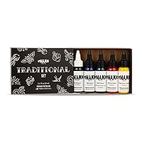 Dynamic Color Co Traditional Tattoo Ink Set - 1oz Bottles (Black, Canary Yellow, Blue, Green, Fire Red) — image 1