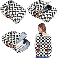 MCWTH Checkered School Backpack for Girls Women 15.6-inch Laptop Backpack — image 3