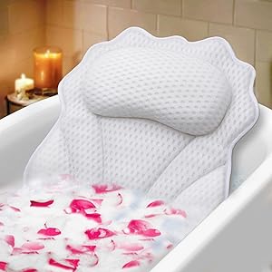 RUVINCE Bath Pillow with 6 Suction Cups, White