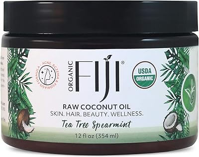 Organic Fiji Raw Cold Pressed Coconut Oil Tea Tree Spearmint 12oz