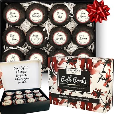 Mineral Me California Bath Bombs for Women Relaxing with Inspirational Messages - 12 Pack