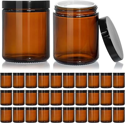 KEYWING 30Pack Amber Glass Jars 8oz