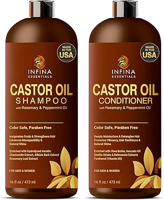 INFINA ESSENTIALS Castor Oil Shampoo and Conditioner Set 16oz
