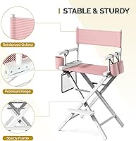 OmySalon 26″ H Tall Directors Chair - Striped Pink Canvas — image 4