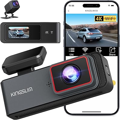 Kingslim E4 4K Dash Cam Front and Rear