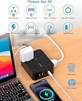HANYCONY 15 Ft Extension Cord Power Strip with 8 Outlets & 4 USB Ports — image 7