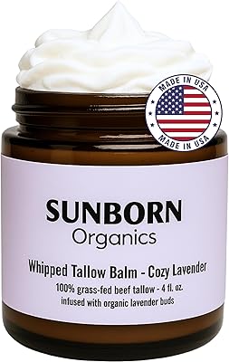 Sunborn Organics Pure Whipped Tallow Balm, Cozy Lavender, 4oz