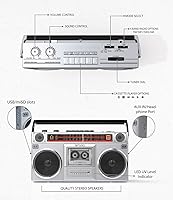 Riptunes RACR510BT Retro Bluetooth Boombox Cassette Player — image 3