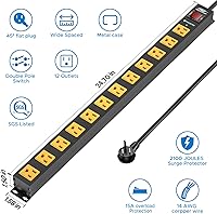 CRST 12 Outlet Heavy Duty Power Strip Surge Protector, 6FT — image 2