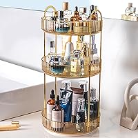 Zufudo Rotating Makeup Organizer 3 Tier Amber Gold — image 1