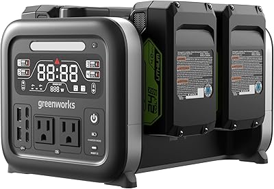 Greenworks 500W 24V Portable Power Inverter with 4 Batteries