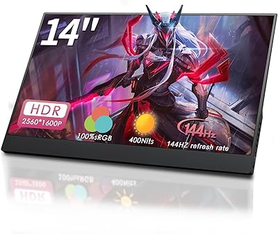 StarXnDa 14″ 2.5K Portable Gaming Monitor 144Hz