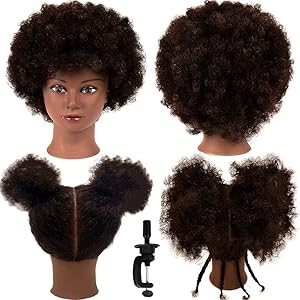 African Mannequin Head with 100% Human Hair, 9 Inch Curly Review
