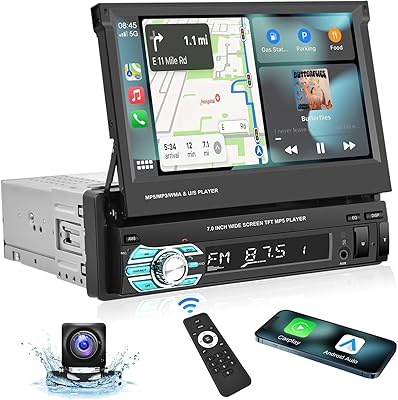Podofo Single Din Carplay Stereo with 7-inch Touchscreen