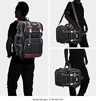 WITZMAN Canvas Travel Backpack A6617-3 Black 17-inch Laptop — image 2