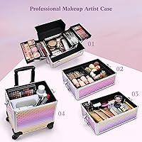 Gradient Purple 4-in-1 Rolling Makeup Trolley — image 3
