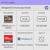 HP 15.6-inch Laptop, AMD Ryzen 7 5825U, 8GB RAM, 512GB SSD — image 2