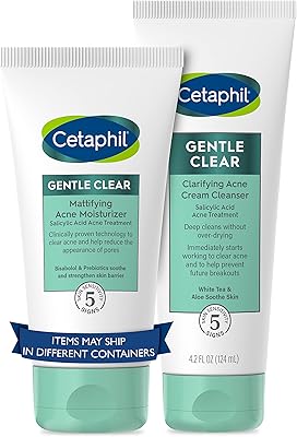 Cetaphil Acne Clearing Kit - Clarifying Acne Cream Cleanser & Mattifying Acne Moisturizer