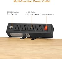 HHSOET Desk Clamp Power Strip with USB Ports — image 2