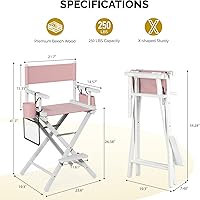 OmySalon 26″ H Tall Directors Chair - Striped Pink Canvas — image 3