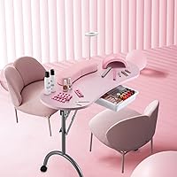 Joligrace Professional Foldable Manicure Table Pink — image 9