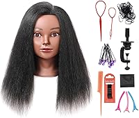Armmu Mannequin Head with 100% Real Hair - 14″ Black Cosmetology Practice Doll Head — image 1
