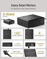 SUPERDANNY 20Ft Long Extension Cord Surge Protector Power Strip with USB-C — image 8