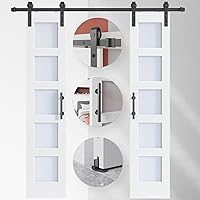 EaseLife 36 x 84 inch Double Glass Barn Door with Sliding Hardware Kit — image 3