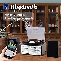 MUSITREND 10-in-1 Record Player with Bluetooth, CD, Cassette, AM/FM Radio — image 4
