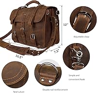 Augus Leather Messenger Bag for Men 17″ Laptop Briefcase — image 4