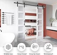 EaseLife 36 x 84 inch Double Glass Barn Door with Sliding Hardware Kit — image 2