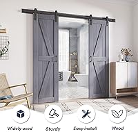 FREDBECK Gray Double Barn Door 48×84 Inch with 8FT Hardware Kit — image 2