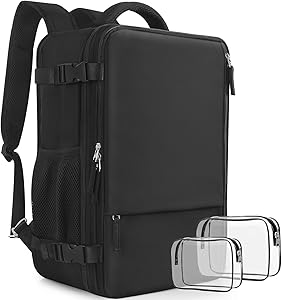 Snoffic Travel Backpack for Women, 17.3-inch Laptop Backpack, Black