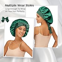 YFONG 100% 22 Momme Mulberry Silk Bonnet for Sleeping - Green — image 9