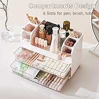 UFORU Makeup Organizer for Vanity with 2 Large Drawers, White — image 6